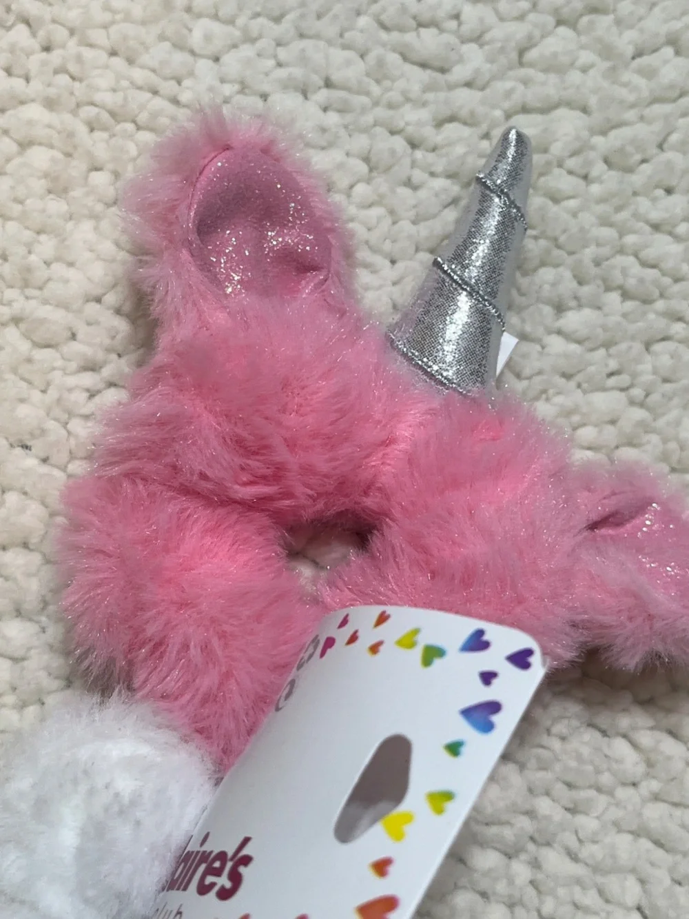 Claire’s Club Pink & White Faux Fur Unicorn Scrunchie Set NWT | Fluffy